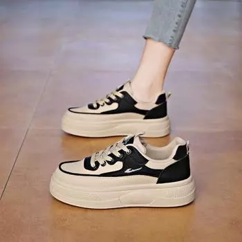 2025 весна маленькие белые туфли новая корейская версия женские студенческие туфли на платформе с увеличенным каблуком спортивная обувь для сноуборда повседневная уличная съемка HY312 35 белый