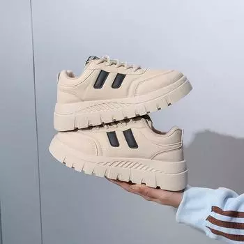 2025 весна маленькие белые туфли новая корейская версия ins студентки платформа увеличение спортивная доска обувь повседневная уличная съемка 1A52 35