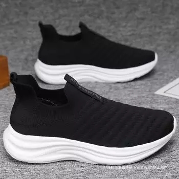 2025 весна мужская обувь лето сетка новые плетеные туфли мужская повседневная обувь легкие однопедальные мужские тканевые туфли 36 чёрный