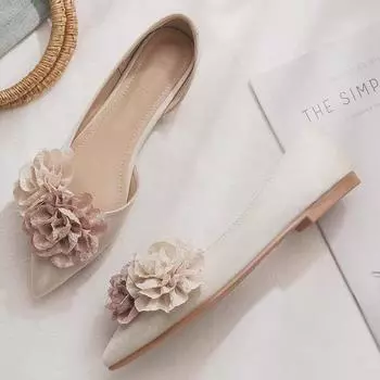 2025 весна неглубокий рот заостренный нос плоский низ сторона пустой вечерний бриз нежные туфли темперамент ципао туфли французский удобный одинарный шо 35 абрикосовый