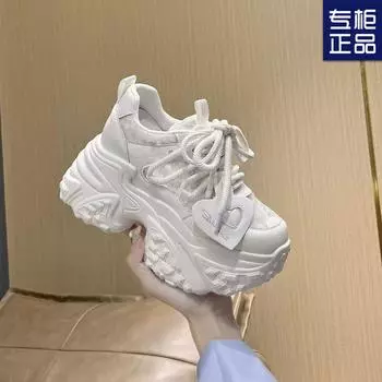 2025 весна новая повседневная мода на платформе папины туфли женские увеличивающие внутреннюю высоту женские туфли универсальные спортивные и повседневные туфли 35 серебряный