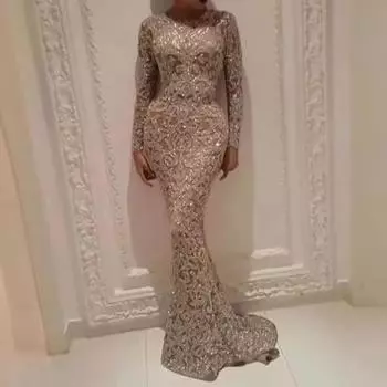 2025 весна новая женская одежда бронзирование длинные рукава элегантный тонкий сексуальный длинное платье вечернее платье S золотой