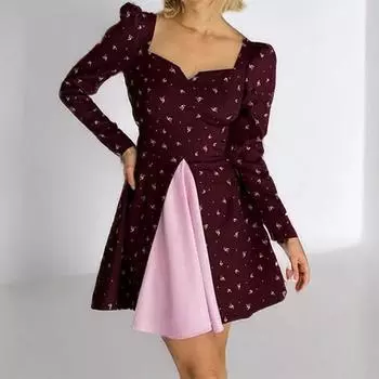 2025 весна новая женская одежда мода цветочное сращивание французский темперамент короткое платье S
