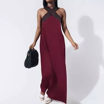 2025 весна новая женская одежда мода с открытыми плечами многоцветное повседневное платье свободного кроя с цветовым сочетанием S белый