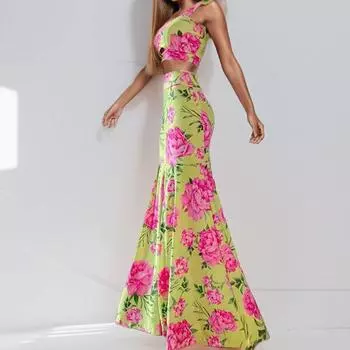 2025 весна новая женская одежда темперамент сексуальный принт подтяжки бедра юбка комплект S