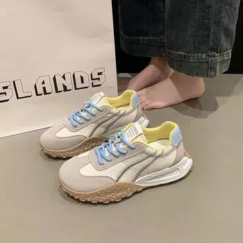 2025 весна новые мягкие кожаные немецкие кроссовки женские на платформе универсальные тканевые кроссовки спортивная обувь Forrest Gump повседневная обувь 35