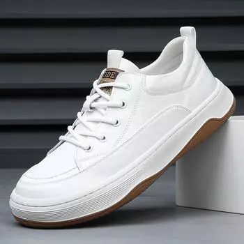 2025 весна новые мужские туфли дышащие бордовые туфли европейские мужские туфли с кривыми головками белые туфли универсальные повседневные растворяющиеся туфли прилив 38