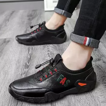 2025 весна новые повседневные мужские туфли кожаные туфли с одной педалью мужская мода британская обувь тренд спортивная повседневная обувь 39 белый