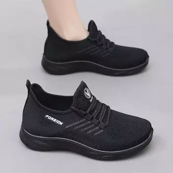 2025 весна новые прогулочные женские туфли женские туфли для мам женские дышащие универсальные повседневные импортные торговые туфли 35 чёрный