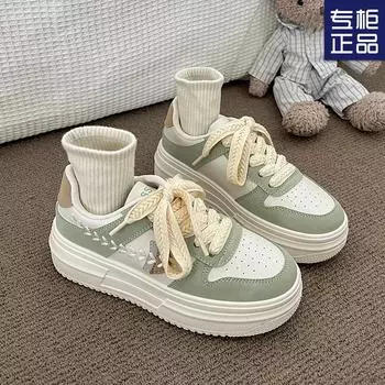 2025 весна новые туфли для досок повседневная платформа кампус мода тренд универсальная ниша пшеничные колосы студенты белые туфли дети 35 чёрный