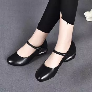 2025 весна новые туфли на плоской подошве с мелким горлом женские туфли из мягкой кожи с мягкой подошвой женские туфли с круглым носком шапочки туфли на низком каблуке маленькие кожаные туфли 35