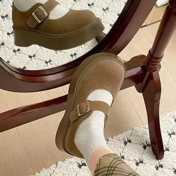 2025 весна новые женские одинарные туфли женские туфли на среднем каблуке допаминовые туфли с круглым носком популярные маленькие кожаные туфли 35