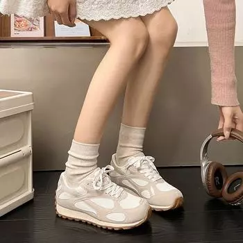 2025 весна новые женские туфли Forrest Gump универсальные удобные кроссовки на плоской подошве со шнуровкой немецкие кроссовки модный тренд повседневная спортивная обувь 35 жёлтый