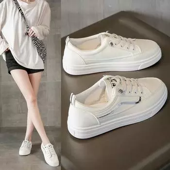 2025 весна новые женские туфли спортивные универсальные белые туфли женские повседневные кожаные туфли с одной педалью модные туфли 36 белый