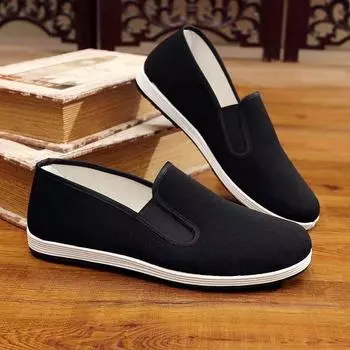 2025 весна новый старый Пекин плоский каблук тканевые туфли модные военные доска одиночные мужские одна педаль повседневные удобные ленивые 38