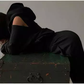 2025 весна новый женский комплект одежды однотонный короткий свитер с капюшоном корсет брюки комплект из двух предметов для женщин S белый