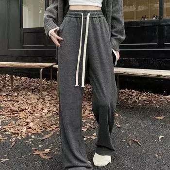 2025 весна осень y2k широкие брюки с эластичной талией однотонные повседневные спортивные брюки женские брюки harajuku джоггеры женские прямые брюки S