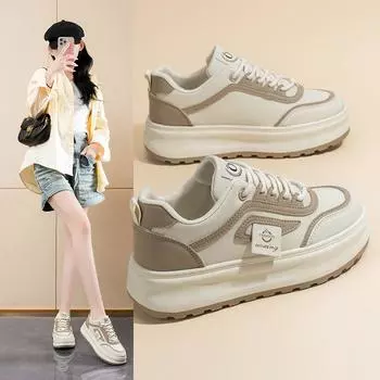 2025 весна женская обувь новые дышащие маленькие белые туфли женские корейская версия универсальная платформа спортивная и досуговая обувь модная обувь 35