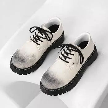 2025 White Retro Derby Shoes Man Large Size 46 British Style Heighten Platform Shoes For Man Big Round Toe Designer Men s Shoes 39