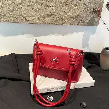 2025 winter new armpit bag women s bow shoulder bag small shell bag versatile solid color bag чёрный