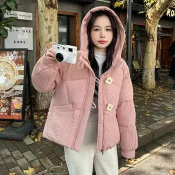 2025 winter new down cotton jacket women s short foreign style Korean loose cotton jacket thickened padded jacket jacket M