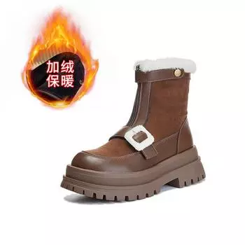 2025 winter new fashion velvet snow boots casual versatile medium boots versatile height-increasing women s boots warm boots 35