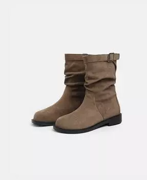 2025 winter new matte suede sleeve artificial short plush round head popular shoes fashion boots women 35