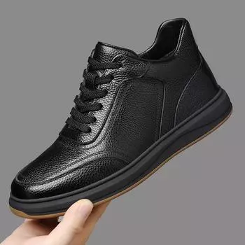 2025 Winter New Men s Cotton Shoes with Genuine Leather and Velvet Warm Casual Shoes 36