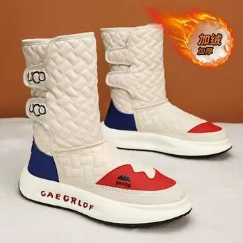 2025 winter new men s high-top snow boots, piled and thickened thermal cotton boots, Northeast live broadcast thick-soled short boots 39