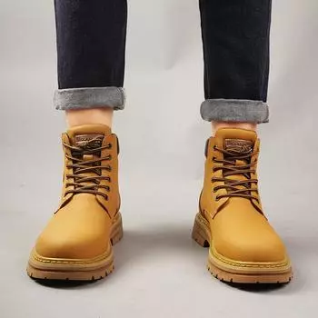 2025 winter new men s leather tooling Martin boots men s outdoor retro rhubarb boots couple boots thin 9012 34