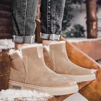 2025 winter new velvet warm men s boots Korean version casual fashion snow boots cotton boots high-top cotton shoes boots men s shoes 39