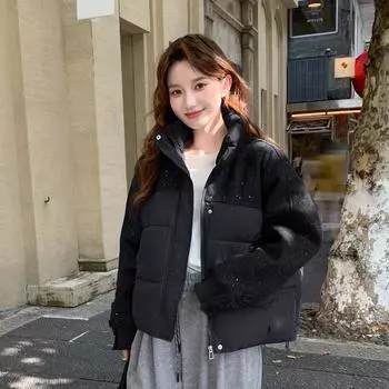 2025 Winter New Versatile Turtleneck Cotton Jacket Loose Korean Style Fashion Matchy Matchy Chic Simple Women s Outerwear M