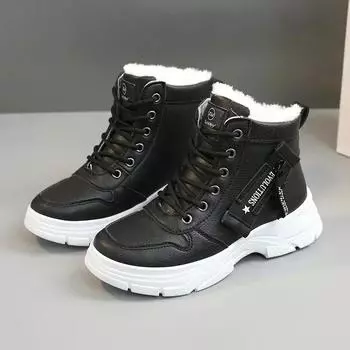 2025 Winter Thick-soled Women Sneakers Warm Plus Velvet Cotton Shoes Large Size 42 Height-increasing Platform Women s Shoes 35