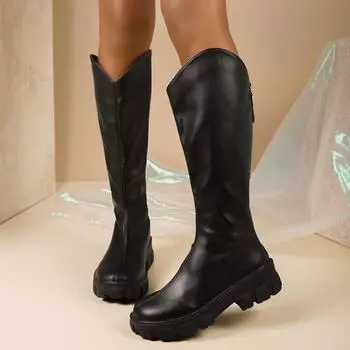 2025 Women s Autumn New Fashion Round Toe Designer Mid-calf Boots Daily Home Office Shopping Slip-on Chelsea Boots Plus Size 35