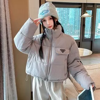2025 Women s Down Cotton Cotton Jacket Autumn and Winter New Stand Collar Loose Fashion Warm Short Jacket M