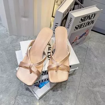 2025 Women s Fashion Stiletto Sandals Summer New Square Toe Open Toe Thin Strap Non-slip Comfortable High Heels Sandalias Mujer 35