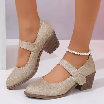 2025 Women s Fashion Thick Heel Shoes Autumn New Pointed Head Shallow Mouth Soft Sole Non-slip High Heels 36 чёрный