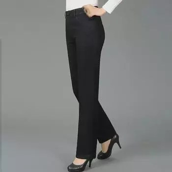 2025 Women s High Waist Elastic Straight Leg Summer Jeans for Moms 34 (155-165 lbs)