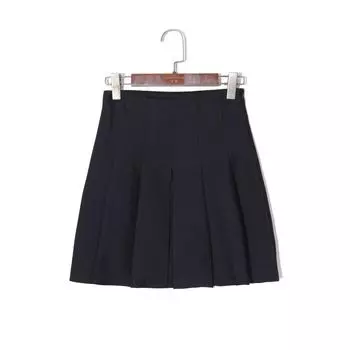 2025 Women s Spring Clothing K-style Minimalist Solid Skirt High Waist Silm Slim Looking All-Matching Youthful-Looking Pleated Skirt Black XS