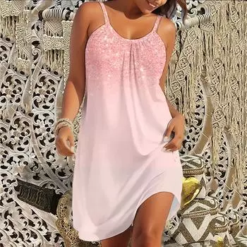 2025 Women s Summer Sleeveless Print Casual Dress Summer Dress for Holiday Women Clothing Sexy Dress Vestidos Summer Dress S