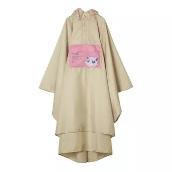 [2025]Wpc. покемон двухцветный дождевик пончо партнер по приключениям бежевый (пудинг) мужчины дамы езда на работу По дороге в школу велосипед дождевик фестиваль на открытом воздухе