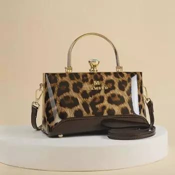 2025 Яркая лакированная кожаная мини-сумка через плечо для женщин чёрный