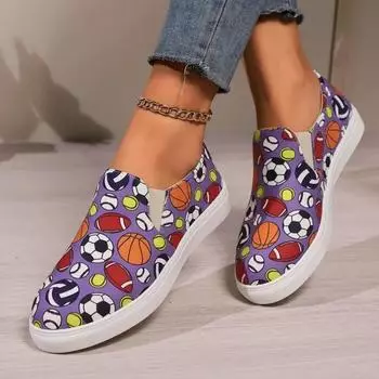 2025 Женская этническая радужная парусиновая обувь, осенние новые повседневные женские туфли на плоской подошве с круглым носком и разноцветным принтом, кроссовки на шнуровке 36 бежевый