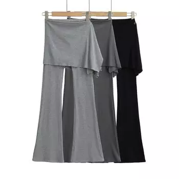 2025 Женская двухкомпонентная юбка-брюки для йоги: Штаны для пилатеса расклешенные, с эффектом подтяжки бедер, в европейском и американском стиле