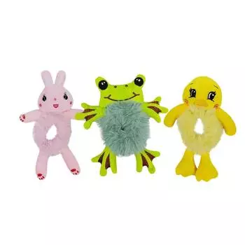 2025 Женская мода плюшевая резинка для волос Милая 3D мультяшная резинка для волос с мешочком из конского хвоста жёлтый