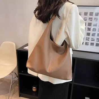 2025 Женская модная сумка-ведро — большая вместимость, сумка через плечо и через плечо на осень/зиму 35*11*24 коричневый