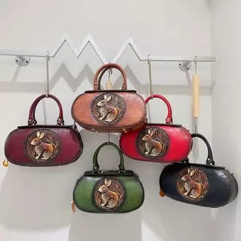 2025 женская сумка из натуральной кожи, новая ретро-рельефная роспись ручной работы, женская сумка, новая сумка в китайском стиле