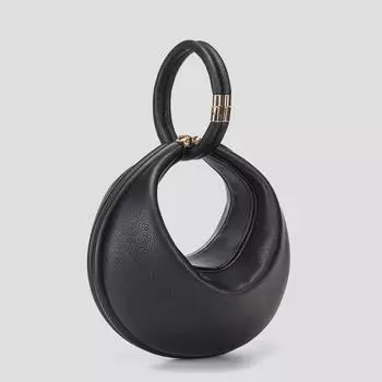 2025 женская высококачественная универсальная сумка из искусственной кожи в форме полумесяца - черная сумка на одно плечо с замком подмышкой 400g чёрный
