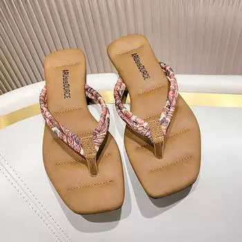 2025 женские босоножки на плоской подошве с открытым носком и леопардовым принтом, летние шлепанцы, женские римские сандалии, большие размеры 36