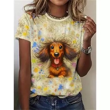 2025 женские футболки 3D принт милый мультяшный рисунок кота повседневная футболка с коротким рукавом модная футболка с круглым вырезом женская одежда S